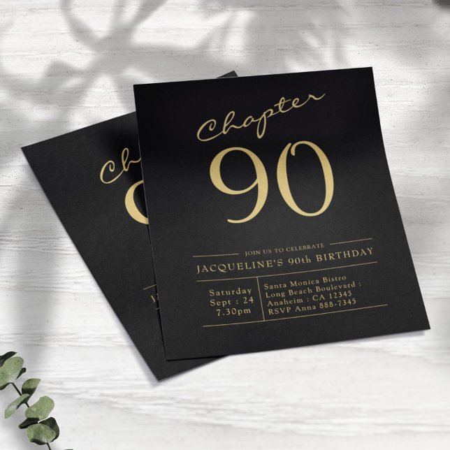 Black Gold Budget 90th Birthday Invitation Flyer (Creator Uploaded)