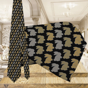 Black & Gold Bunny Rabbit  Tie