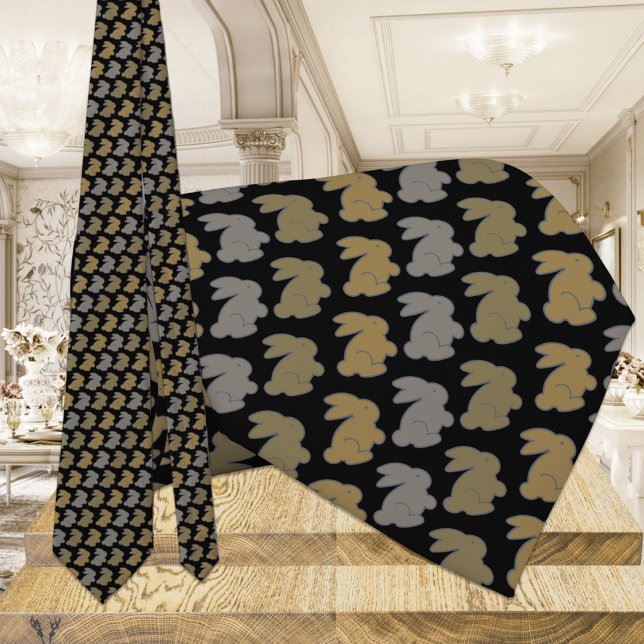 Black & Gold Bunny Rabbit  Tie (Creator Uploaded)