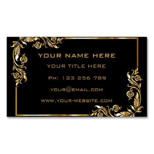 Black Gold Business Card Magnet Golden Frames
