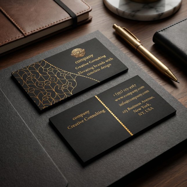 Black & Gold Business Card with Customisable Logo (Creator Uploaded)