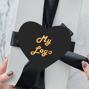Black gold business logo heart sticker