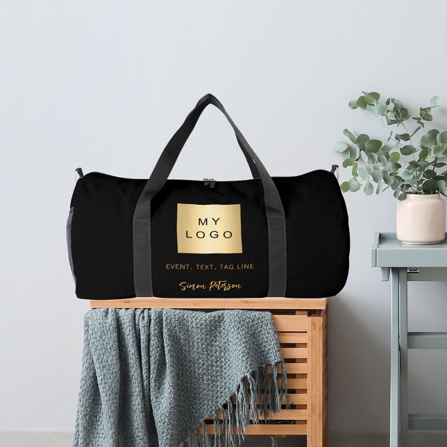Black gold business logo name signature duffle bag (Creator Uploaded)