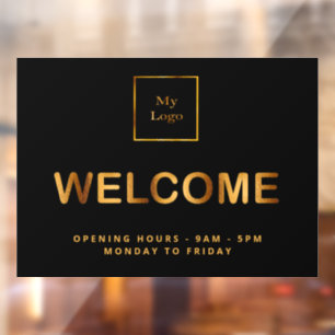 Black gold business logo opening hours welcome