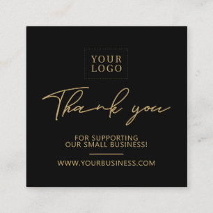Black & Gold Business Logo Packaging Thank you Square Business Card