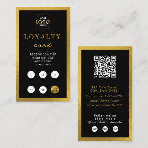 Black Gold Business Logo QR Code Loyalty  Card