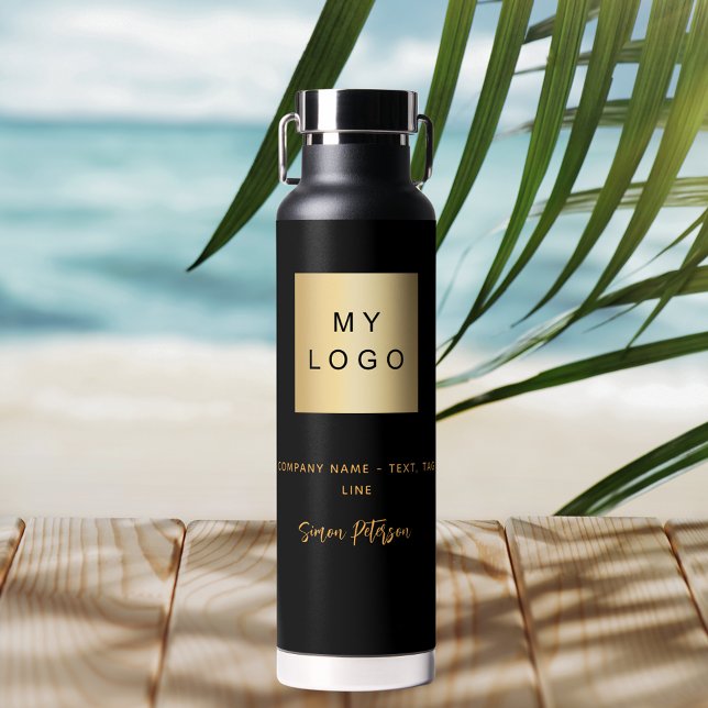 Black gold business logo signature name water bottle (Creator Uploaded)