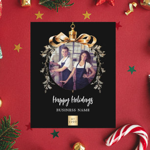 Black gold business photo Christmas card