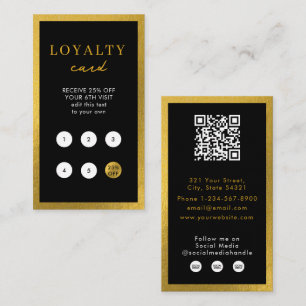 Black Gold Business Simple QR Code Loyalty  Card