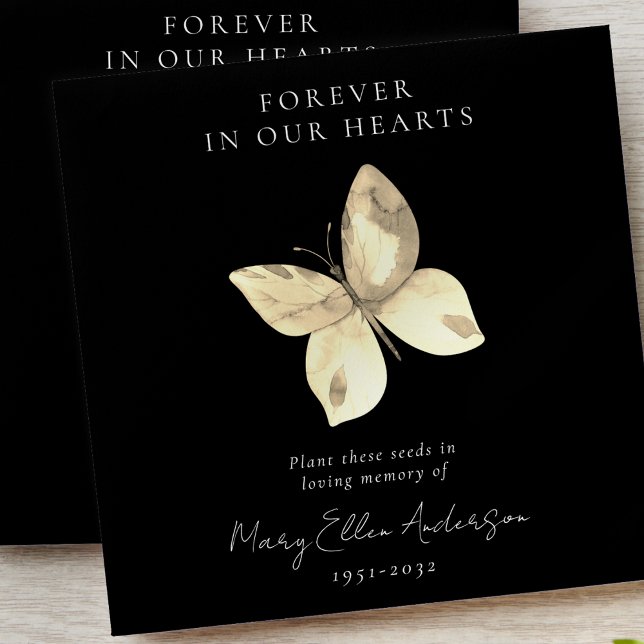 Black Gold Butterflies Memorial Seed Packet Envelope (Creator Uploaded)