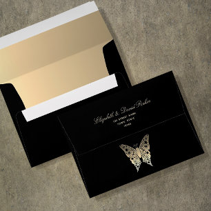 Black Gold Butterfly  Envelope