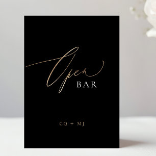 Black Gold Calligraphy 5 x 7 Wedding OPEN Bar Sign
