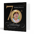 Black Gold Calligraphy 70th Birthday Elegant Photo