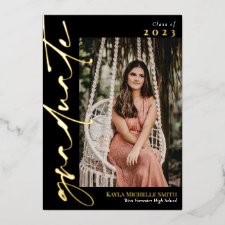 Black & Gold Calligraphy Photo Graduation