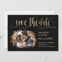 Black Gold Calligraphy Wedding 2 Splatter Photo