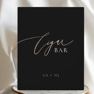 Black Gold Calligraphy Wedding Cigar Bar Sign Plaque