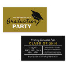 Black & Gold Cap, Graduation Party Ticket Invite