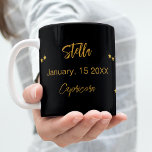 Black gold Capricorn star constellation birthday Coffee Mug<br><div class="desc">A mug for a Capricorn,  Personalise and add a name and date of birth. The name is written with a hand lettered style script</div>