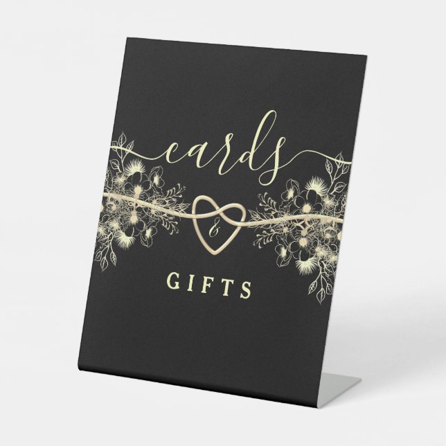 Black Gold Cards and Gifts Wedding Sign (Front)