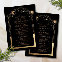 Black Gold Celestial Bilingual Quinceañera