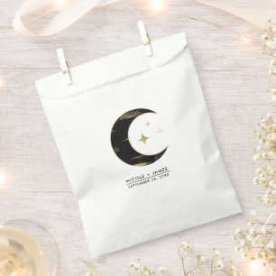 Black & Gold Celestial Moon Stars Wedding Favour Bags