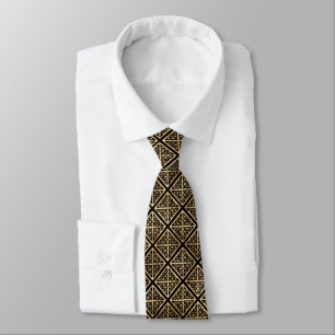Black Gold Celtic Pattern Irish Triangle pattern Tie