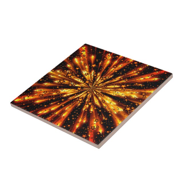 Black Gold Ceramic Tile with Stars (Side)