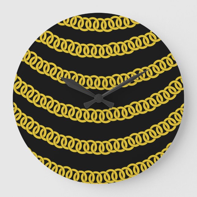 Black Gold Chain Floral Clock (Front)