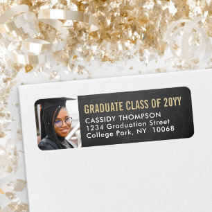 Black Gold Chalkboard Graduation Return Address