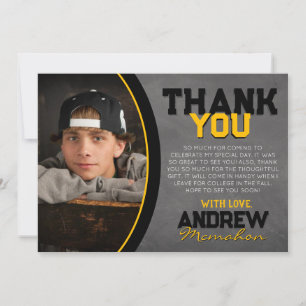 Black & Gold Chalkboard Graduation Thank You Card