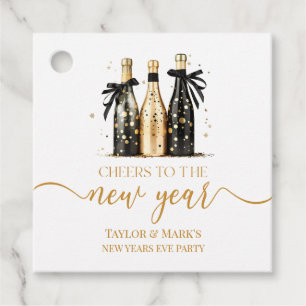 Black Gold Champagne Cheers New Years Eve Party Favour Tags
