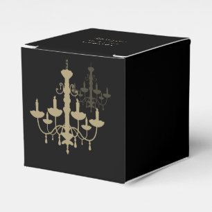 Black Gold Chandelier Wedding Favour Box