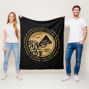 Black, Gold Cheerleading Coach Gifts, Personalised Fleece Blanket