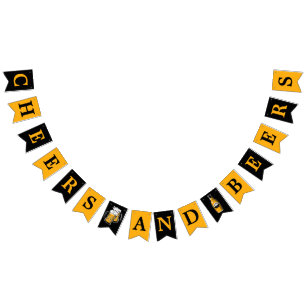 Black Gold Cheers And Beers Any Age Birthday Bunti Bunting
