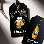 Black Gold Cheers And Beers Any Age Birthday Gift Tags<br><div class="desc">Stylish cheers and beers to 50 years typography design in black,  gold and white,  custom it with your own text,  fun and unique,  great for any age adult birthday party for men,  or anniversary party for any occasion.</div>