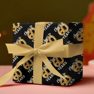 Black Gold Cheers to 60 Years Birthday Wrapping Paper Sheet