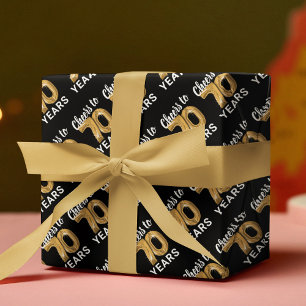 Black Gold Cheers to 70 Years Birthday Wrapping Paper Sheet