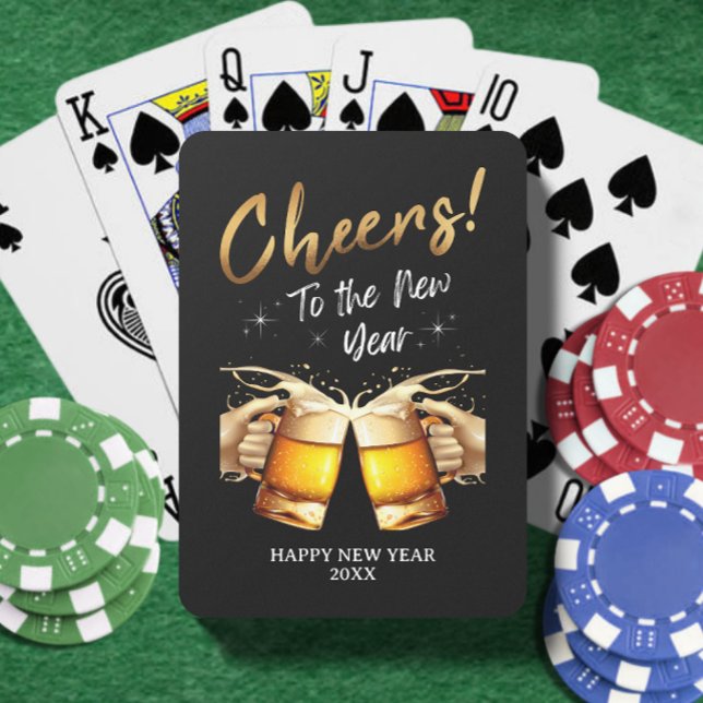 Black & Gold Cheers to New Years Eve Party 2024 Playing Cards (Black & Gold Cheers to New Years Eve Party 2024 Playing Cards)