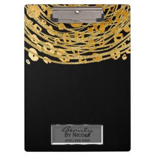 Black Gold Cheetah Leopard Glam Personalised Clipboard