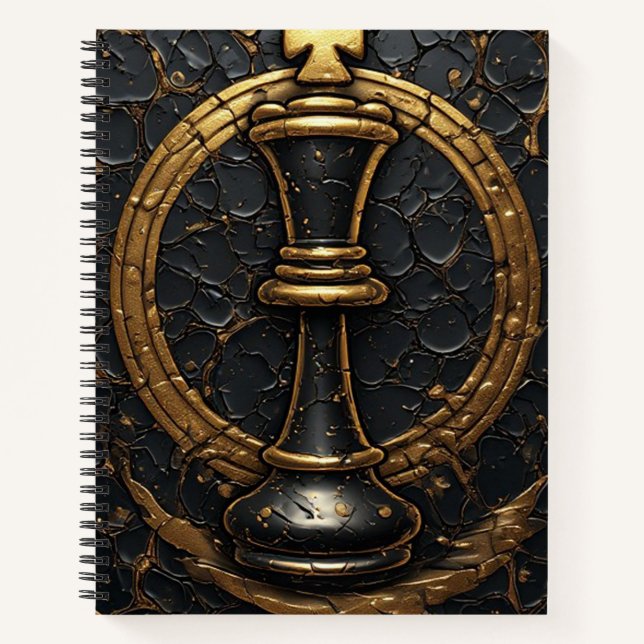Black Gold Chess King Design ♜ Notebook (Front)