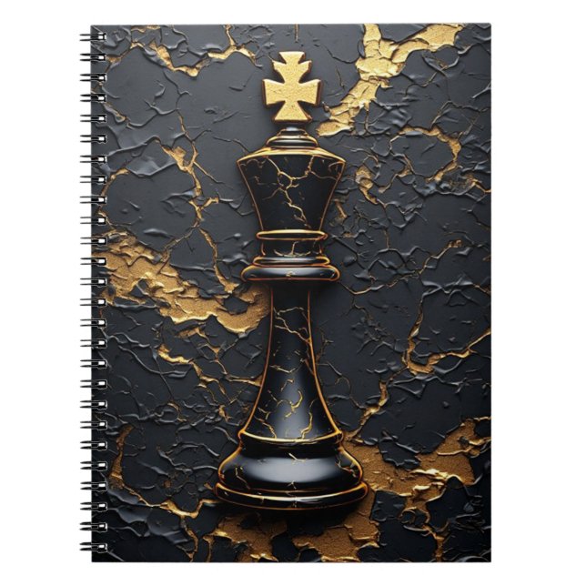Black Gold Chess King Strategy Symbol ♟️ Notebook (Front)