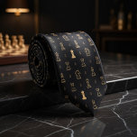 Black Gold Chess Tie<br><div class="desc">Make a bold, intellectual statement with this luxurious black necktie adorned with a stunning arrangement of golden chess pieces! Intricately detailed illustrations of kings, queens, bishops, knights, rooks, and pawns are beautifully scattered across a rich, deep black background in shimmering metallic gold tones, creating a sophisticated, high-contrast pattern that exudes...</div>