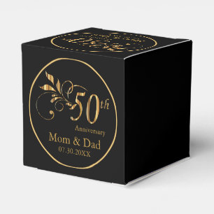 Black & Gold Chevron 50th Anniversary Favour Box