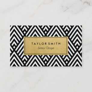 Black & Gold Chevron Pattern Business Card