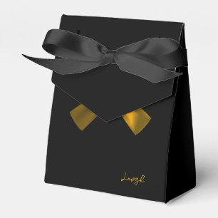 Black & Gold Chic Bow Diamond Party Favour Box