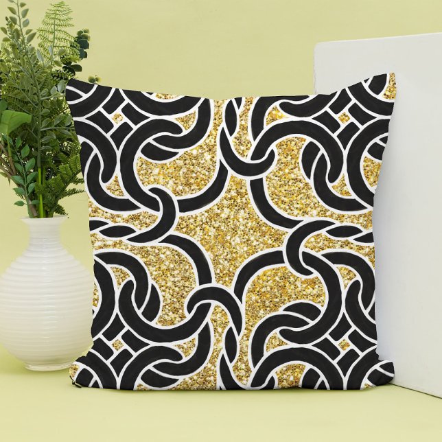  Black Gold Chic Celtic Knot Seamless Pattern Tile Cushion (Creator Uploaded)