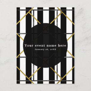 Black & Gold Chic Glam Geometric Party Invitation Postcard