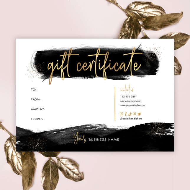 Black & Gold Chic Salon Logo Gift Certificate (Creator Uploaded)