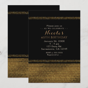 Black & Gold Chic Sparkling Glam Party Invitations