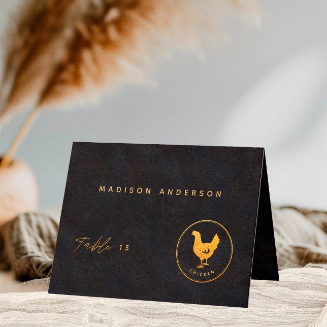 Black Gold Chicken Meal Choice Guest Name Card  (Creator Uploaded)